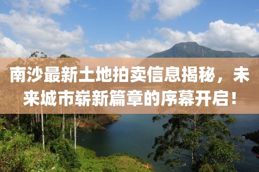 南沙最新土地拍賣信息揭秘，未來城市嶄新篇章的序幕開啟！