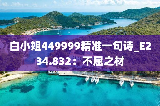 白小姐449999精準(zhǔn)一句詩_E234.832：不屈之材