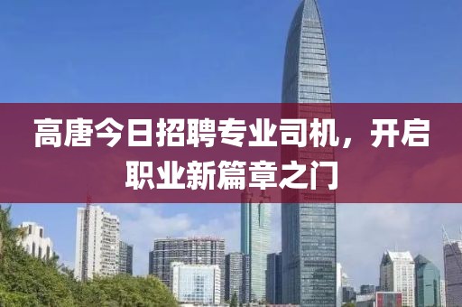 高唐今日招聘專業(yè)司機(jī)，開(kāi)啟職業(yè)新篇章之門(mén)