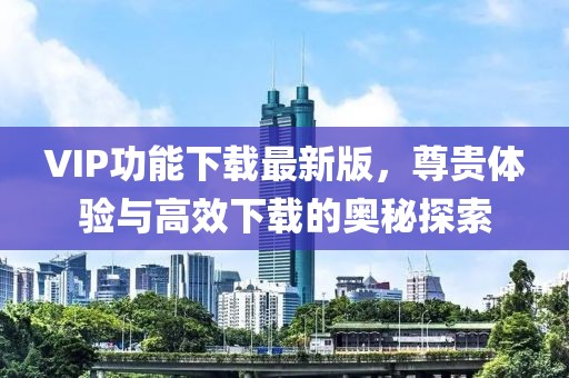 VIP功能下載最新版，尊貴體驗與高效下載的奧秘探索