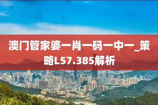 澳門管家婆一肖一碼一中一_策略L57.385解析