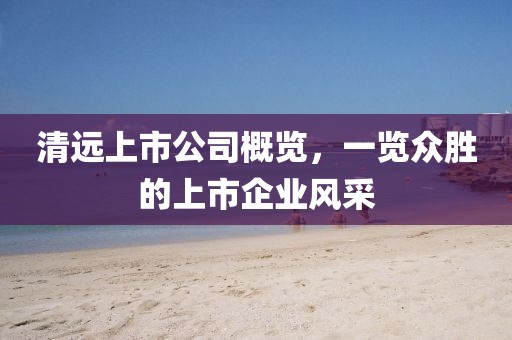 清遠(yuǎn)上市公司概覽，一覽眾勝的上市企業(yè)風(fēng)采