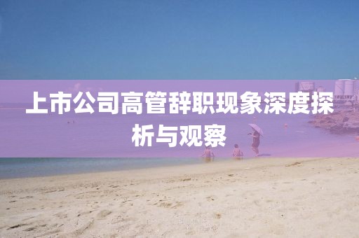 上市公司高管辭職現(xiàn)象深度探析與觀察