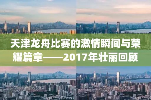 天津龍舟比賽的激情瞬間與榮耀篇章——2017年壯麗回顧