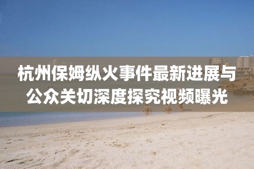 杭州保姆縱火事件最新進(jìn)展與公眾關(guān)切深度探究視頻曝光