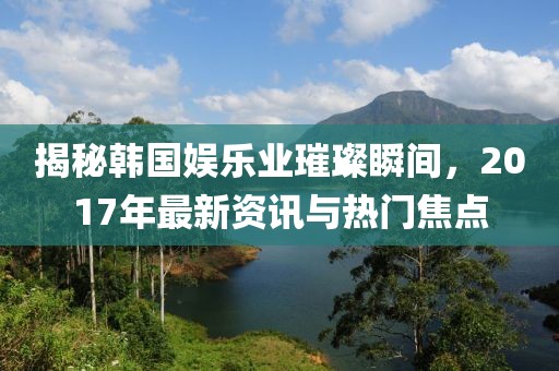 揭秘韓國(guó)娛樂業(yè)璀璨瞬間，2017年最新資訊與熱門焦點(diǎn)