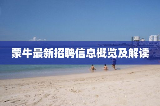 蒙牛最新招聘信息概覽及解讀