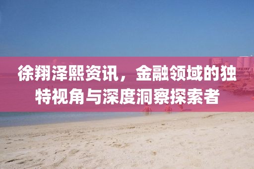 徐翔澤熙資訊，金融領域的獨特視角與深度洞察探索者
