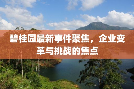 碧桂園最新事件聚焦，企業(yè)變革與挑戰(zhàn)的焦點
