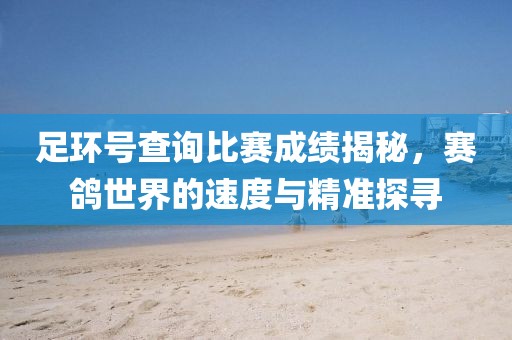 足環(huán)號查詢比賽成績揭秘，賽鴿世界的速度與精準探尋