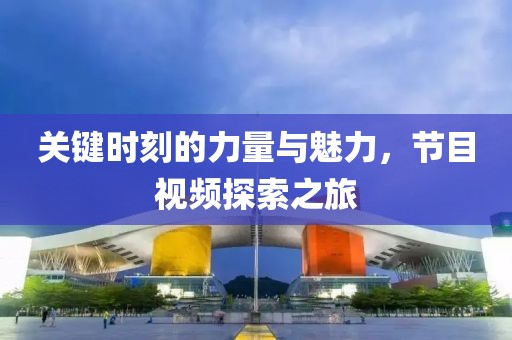 關鍵時刻的力量與魅力，節(jié)目視頻探索之旅