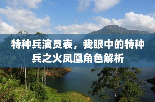 特種兵演員表，我眼中的特種兵之火鳳凰角色解析